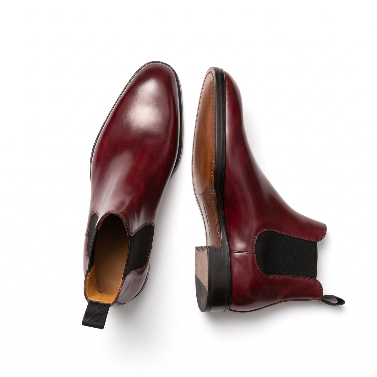 Aurelio Men's Burgundy Calfskin Leather Chelsea Boots