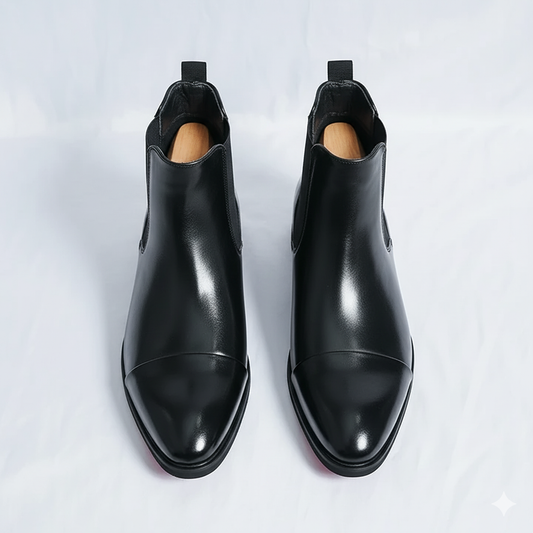 The Obsidian: Black Cap-Toe Chelsea Boot