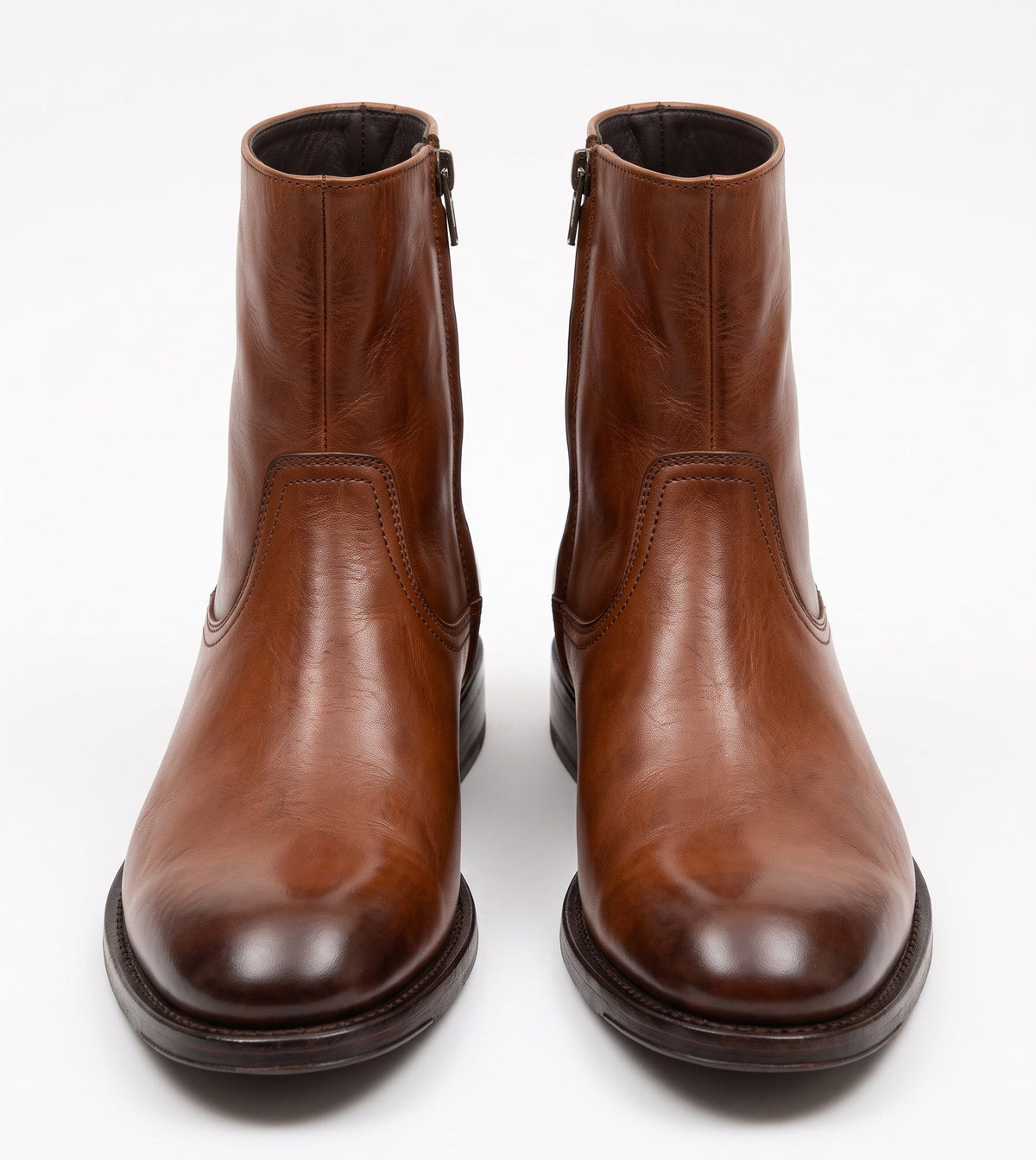 Aurelio Men's Cognac Brown Calfskin Leather Ankle Boots