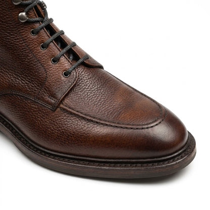 Aurelio Men’s Dark Brown Pebble Grain Leather Apron Toe Dress Boots