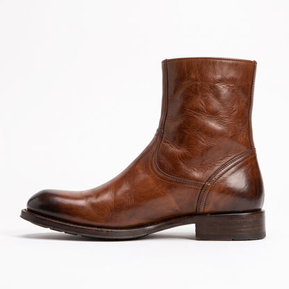 Aurelio Men's Cognac Brown Calfskin Leather Ankle Boots