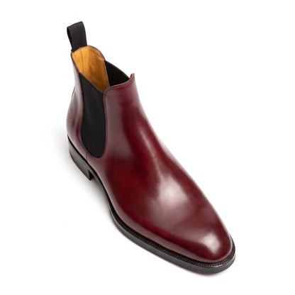 Aurelio Men's Burgundy Calfskin Leather Chelsea Boots