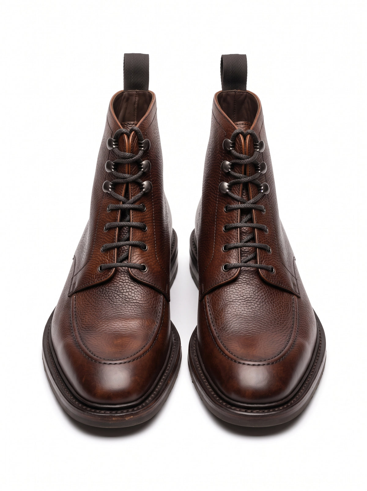 Aurelio Men’s Dark Brown Pebble Grain Leather Apron Toe Dress Boots