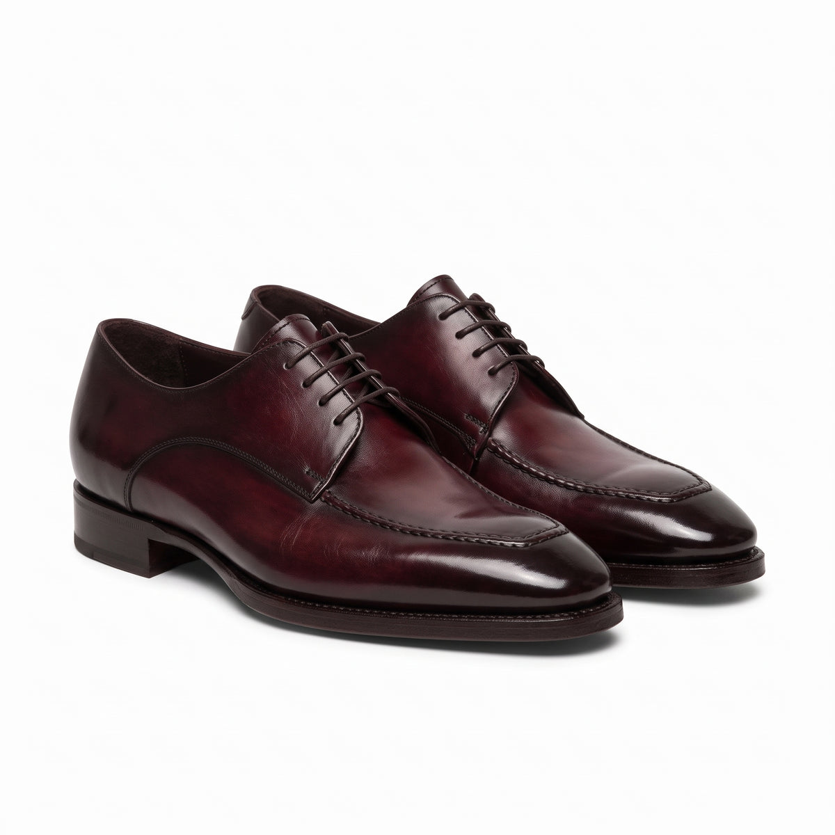 Aurelio Handcrafted Burgundy Leather Derby Shoes | Luxury Men's Dress Footwear