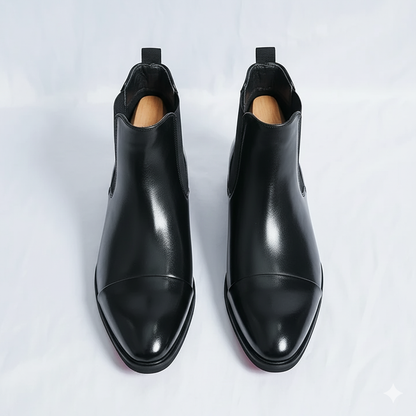 The Obsidian: Black Cap-Toe Chelsea Boot