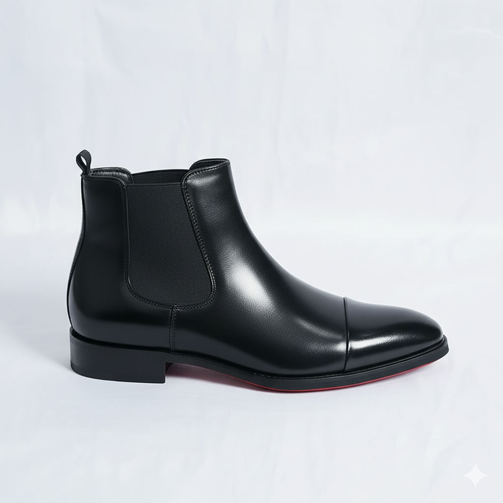 The Obsidian: Black Cap-Toe Chelsea Boot