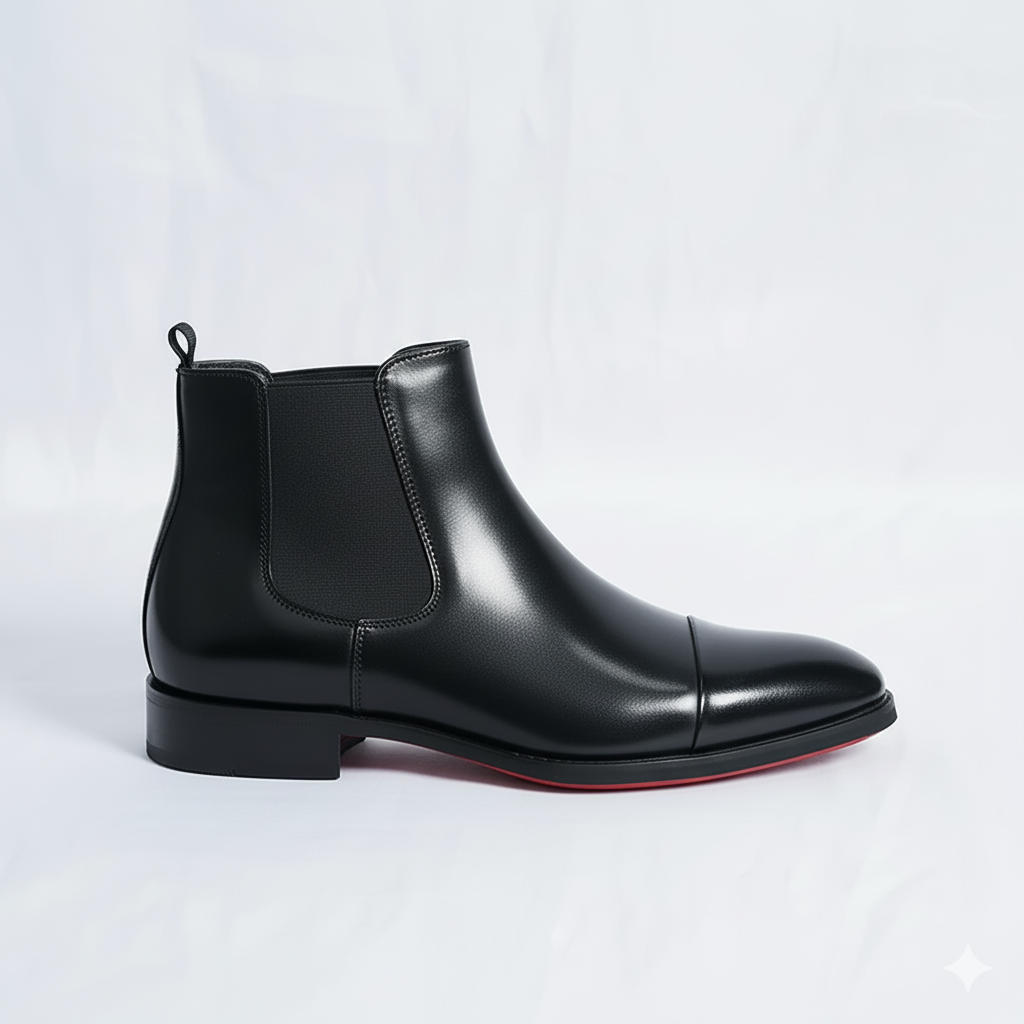 The Obsidian: Black Cap-Toe Chelsea Boot
