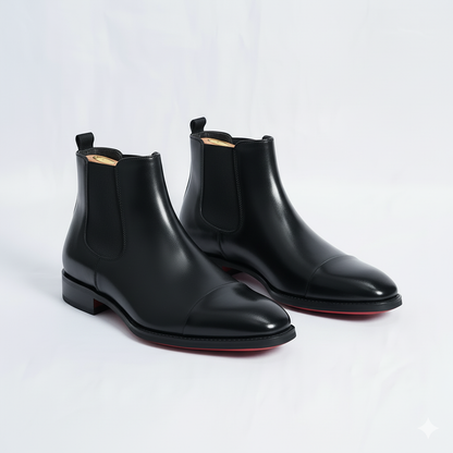 The Obsidian: Black Cap-Toe Chelsea Boot