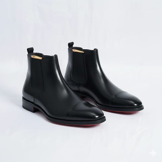 The Obsidian: Black Cap-Toe Chelsea Boot