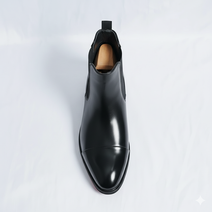 The Obsidian: Black Cap-Toe Chelsea Boot