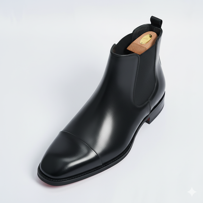The Obsidian: Black Cap-Toe Chelsea Boot