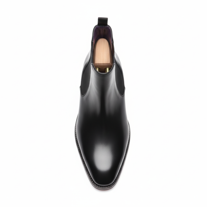 The Apex: Black Polished Leather Chelsea Boot