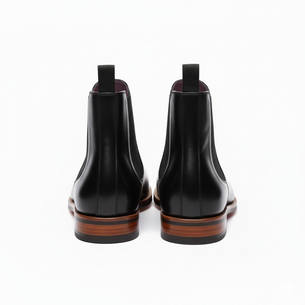 The Apex: Black Polished Leather Chelsea Boot