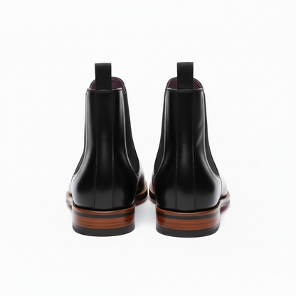 The Apex: Black Polished Leather Chelsea Boot