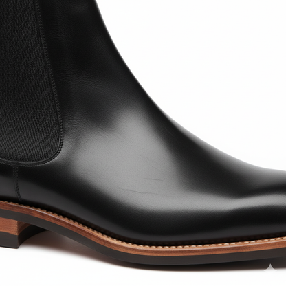 The Apex: Black Polished Leather Chelsea Boot