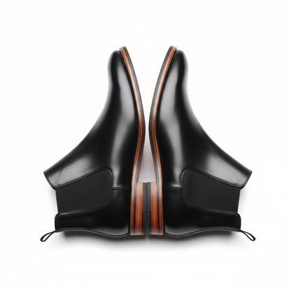 The Apex: Black Polished Leather Chelsea Boot