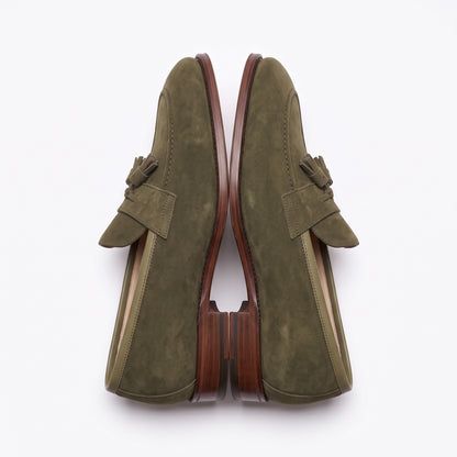 Aurelio Handcrafted Men's Suede Tassel Loafer in Olive Green