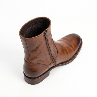 Aurelio Men's Cognac Brown Calfskin Leather Ankle Boots