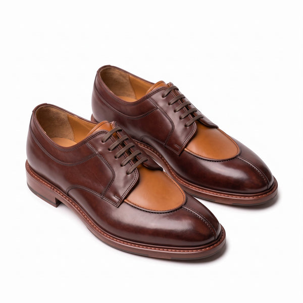 Aurelio Handcrafted Two-Tone Leather Split-Toe Derby Dress Shoe