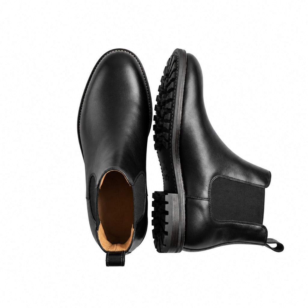 Aurelio Men’s Black Leather Chelsea Boots