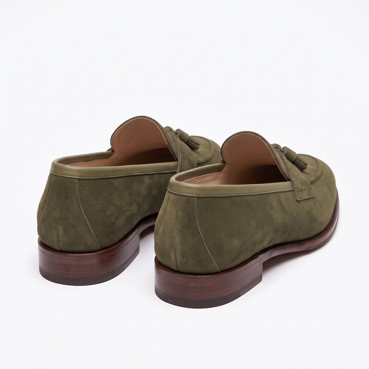 Aurelio Handcrafted Men's Suede Tassel Loafer in Olive Green