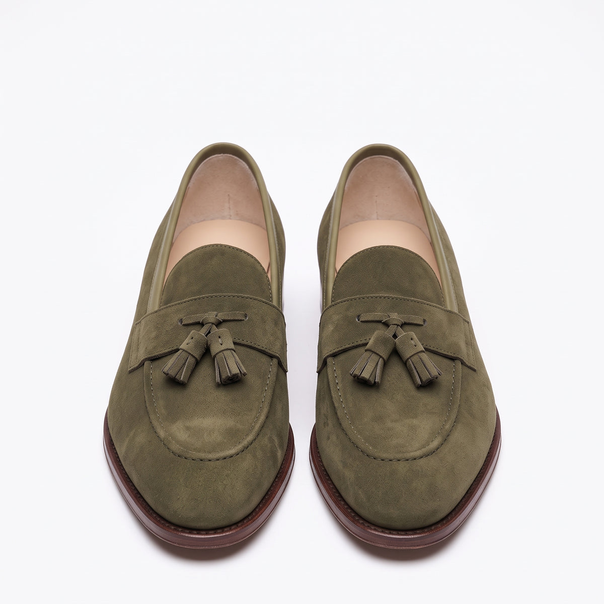 Aurelio Handcrafted Men's Suede Tassel Loafer in Olive Green