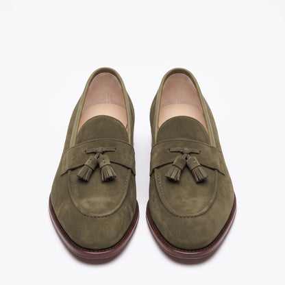 Aurelio Handcrafted Men's Suede Tassel Loafer in Olive Green