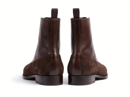 Aurelio Men's Dark Brown Leather & Suede Brogue Cap-Toe Boot