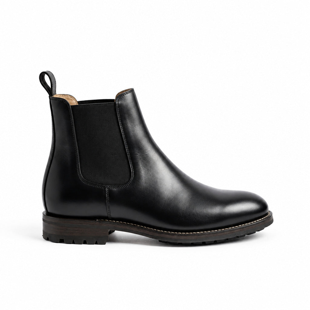 Aurelio Men’s Black Leather Chelsea Boots