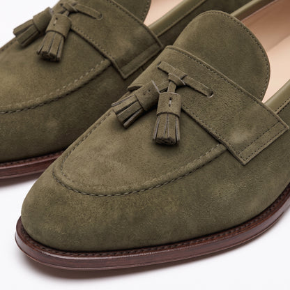 Aurelio Handcrafted Men's Suede Tassel Loafer in Olive Green