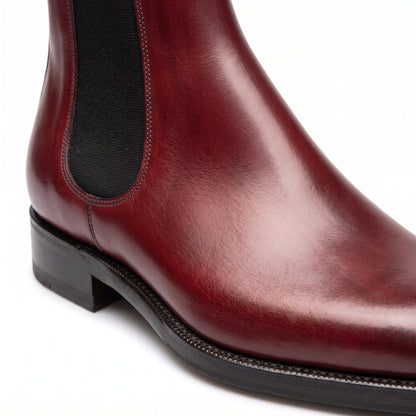 Aurelio Men's Burgundy Calfskin Leather Chelsea Boots