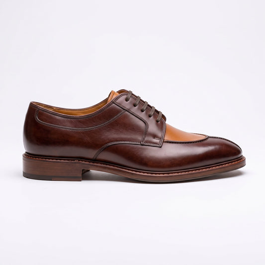 Aurelio Handcrafted Two-Tone Leather Split-Toe Derby Dress Shoe