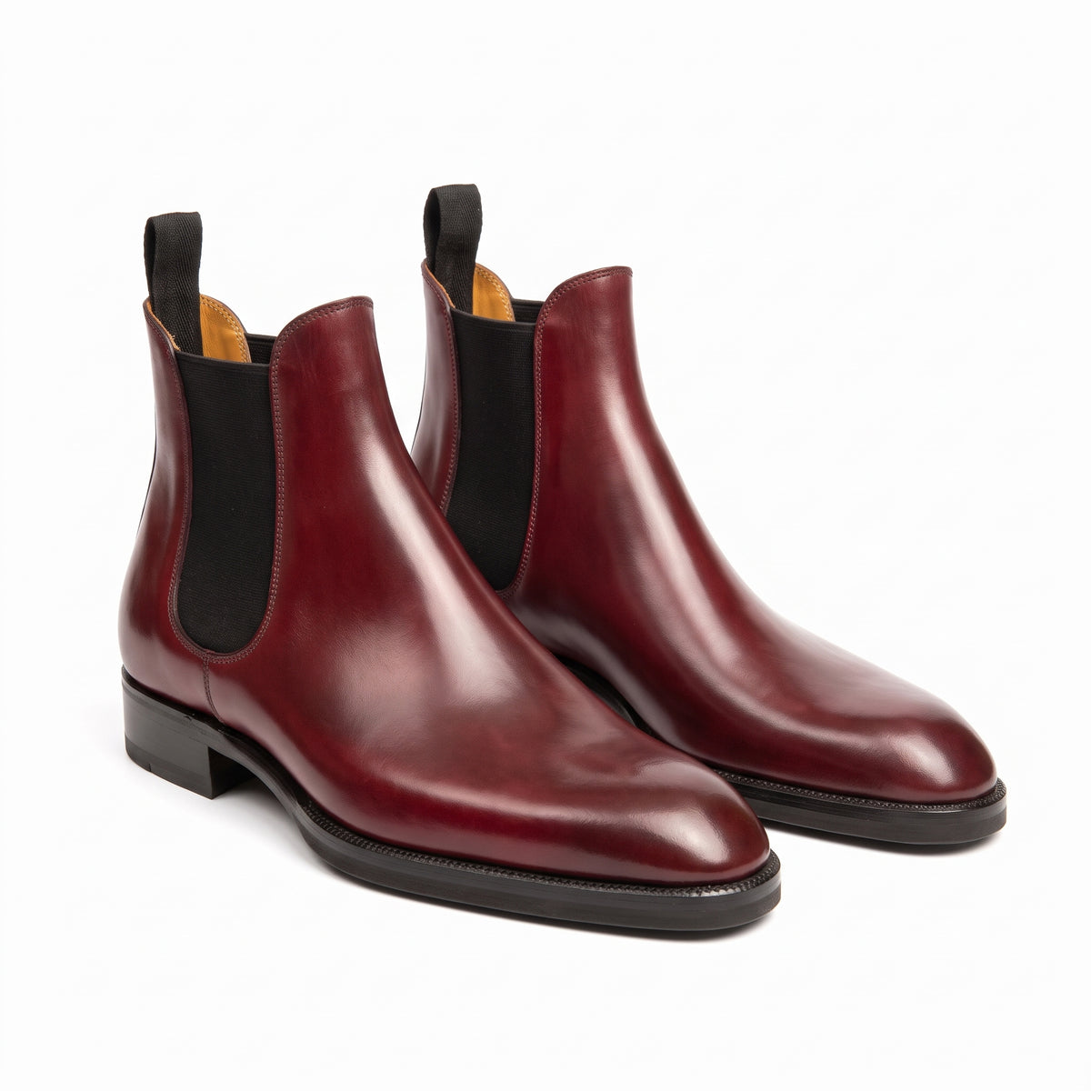Aurelio Men's Burgundy Calfskin Leather Chelsea Boots