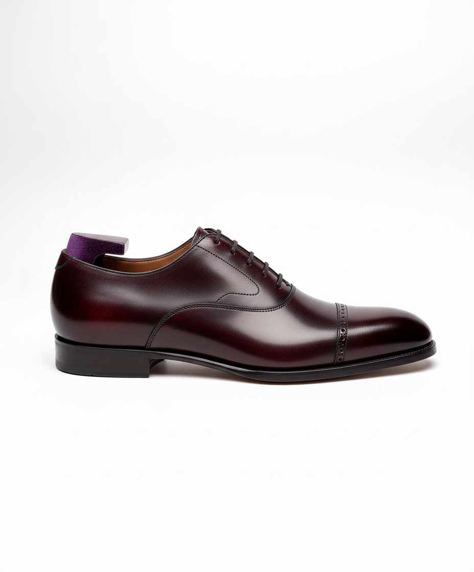 Cap-Toe Oxford – Handcrafted Burgundy Elegance