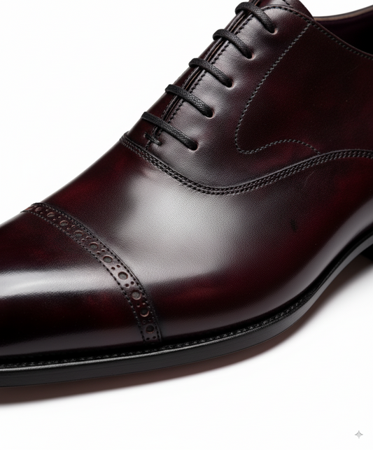 Cap-Toe Oxford – Handcrafted Burgundy Elegance