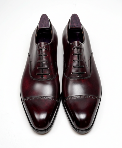 The Cap-Toe Oxford | Handcrafted Burgundy Elegance