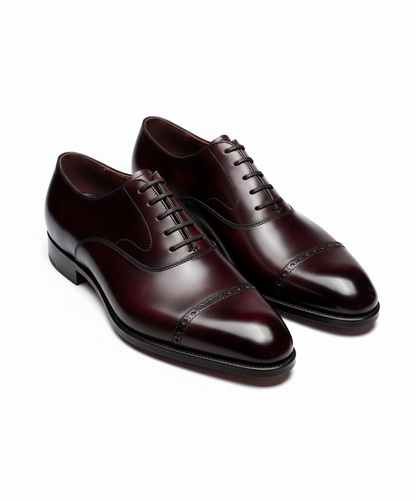 The Cap-Toe Oxford | Handcrafted Burgundy Elegance