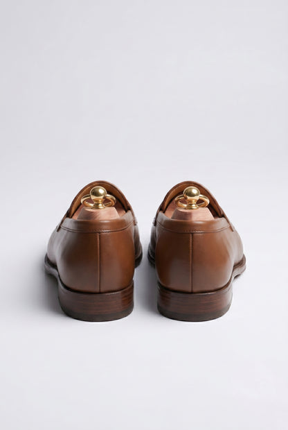 The Venice Two-Tone Penny Loafers in Chestnut Brown & Cream