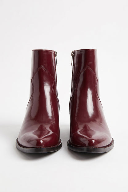 Aurelio Unisex Patent Leather Zip Ankle Boot Oxblood High-Gloss
