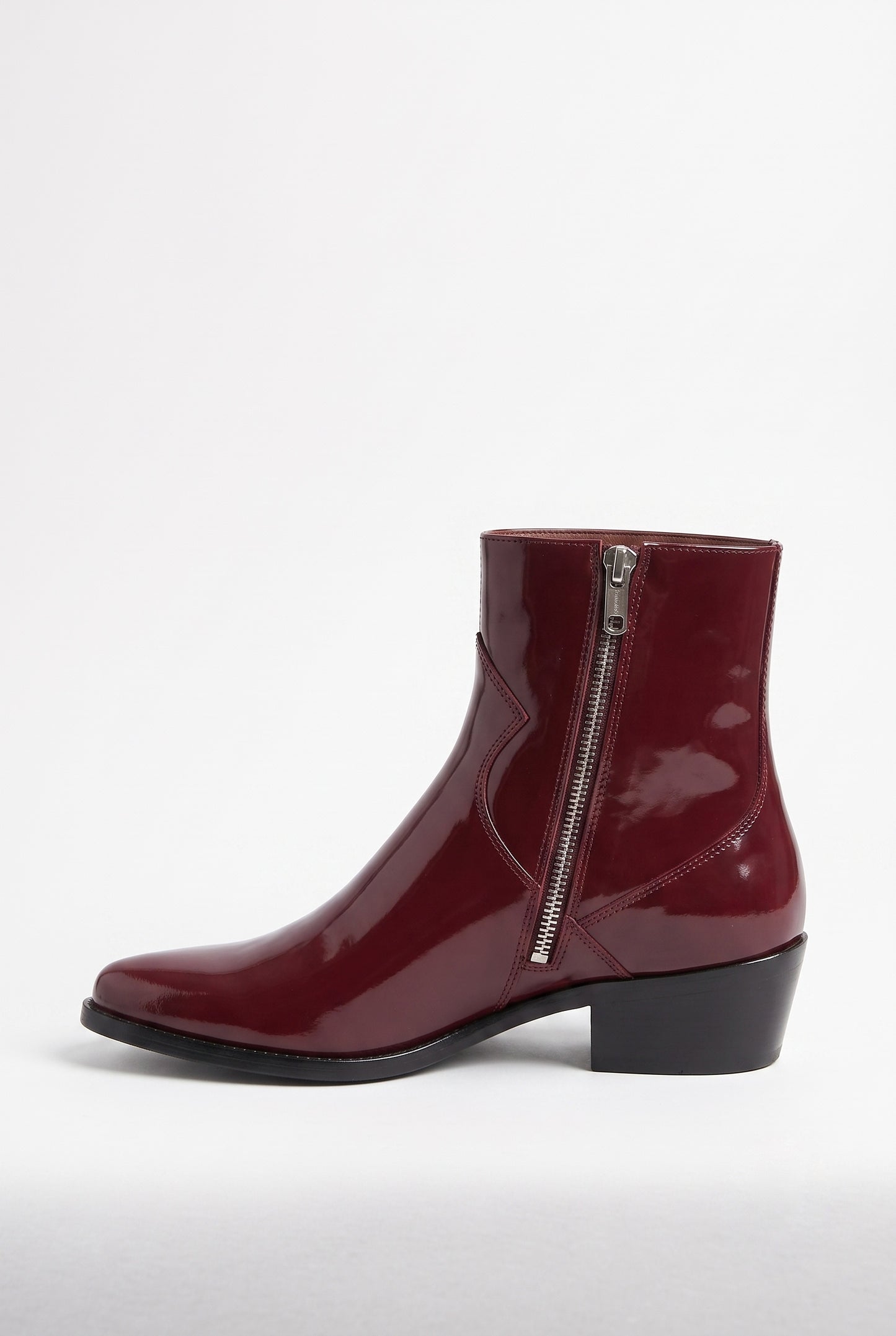 Aurelio Unisex Patent Leather Zip Ankle Boot Oxblood High-Gloss