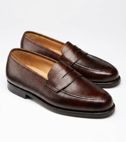 Aurelio Men's Dark Brown Pebble Grain Penny Loafer