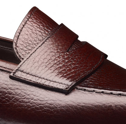 Aurelio Men's Dark Brown Pebble Grain Penny Loafer