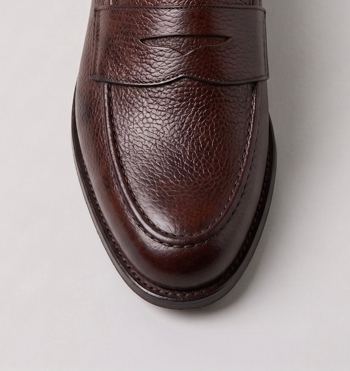 Aurelio Men's Dark Brown Pebble Grain Penny Loafer