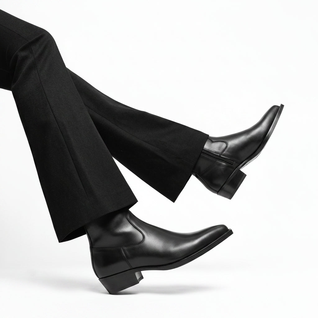 Aurelio Unisex Handmade Black Vesper Cuban Heel Boot
